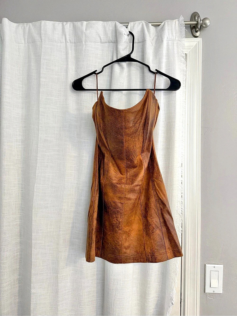 Urban Outfitters Mini Faux Suede Dress Brown Size Small Like New